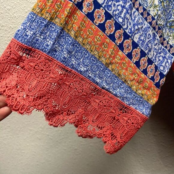 Catherines Multicolor 3/4 Sleeve Rayon Lace Trim Gauze Blouse Women’s 3X - Picture 3 of 13